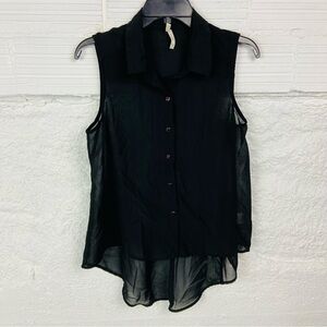 Truth Black Sheer mesh Sleeveless Blouse size medium